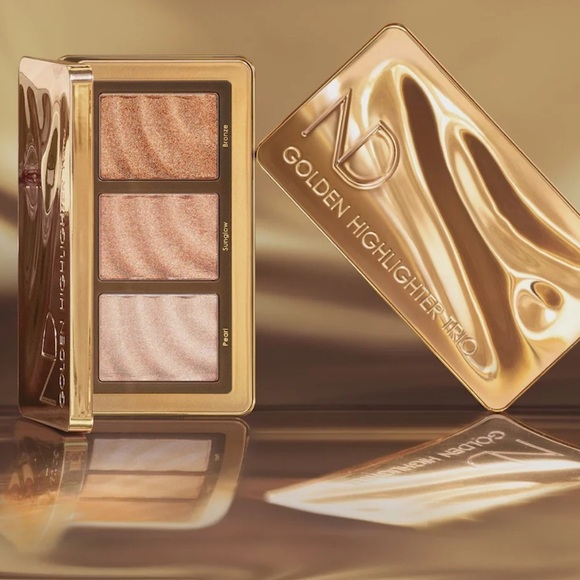 NIB•Natasha Denona Golden Highlighter Trio•Set of 2 Blush Brushes With Purchase - Picture 1 of 5